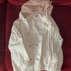 Kids Cream Jean Jacket with Hood
